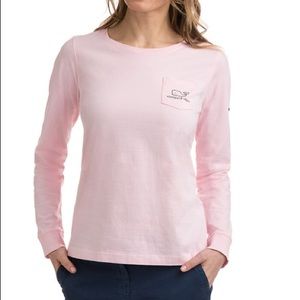 Pink Vineyard Vines Whale Pocket longsleeve Tshirt